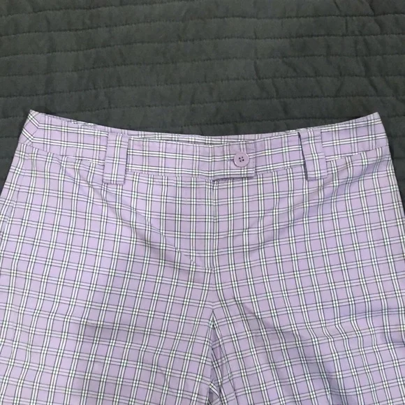 Ann Taylor Loft Bermuda shorts. Sz 8. Purple windowpane plaid - Picture 3 of 5